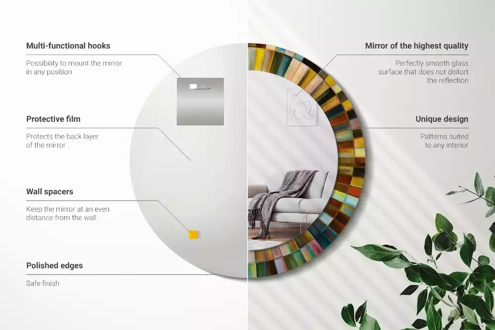 Ronde spiegel met decoratie Kleurrijke stralen