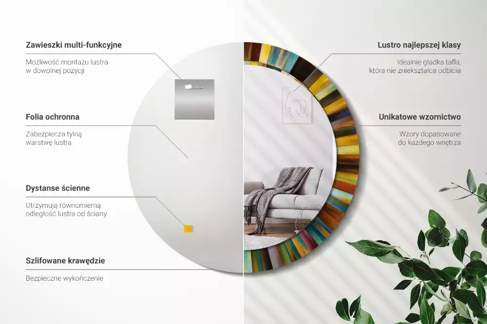 Ronde spiegel met decoratie Kleurrijke stralen