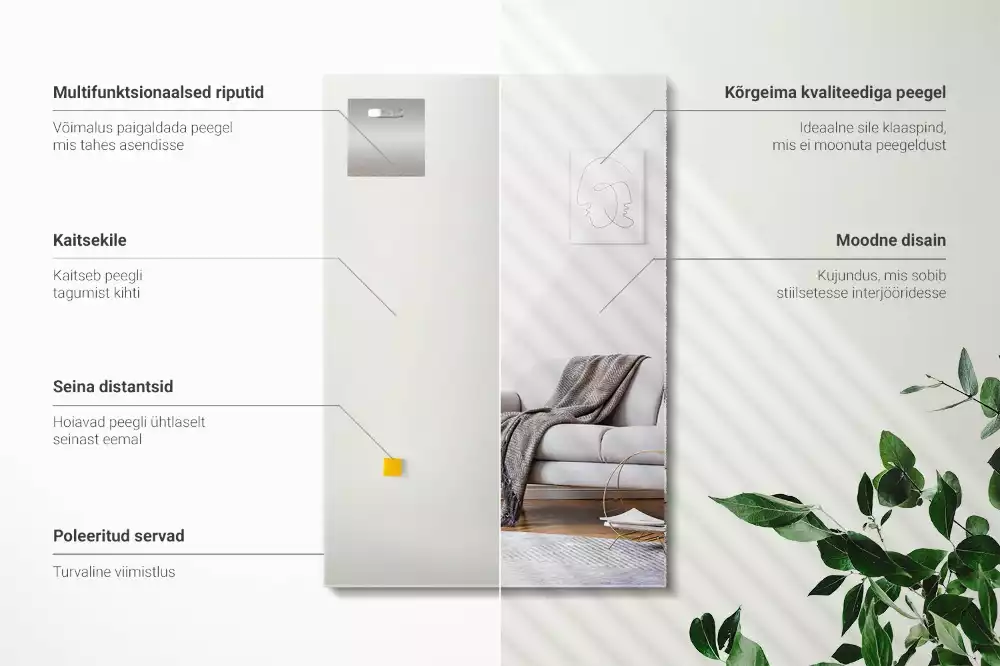 Rechthoekige spiegel zonder lijst frameloze moderne