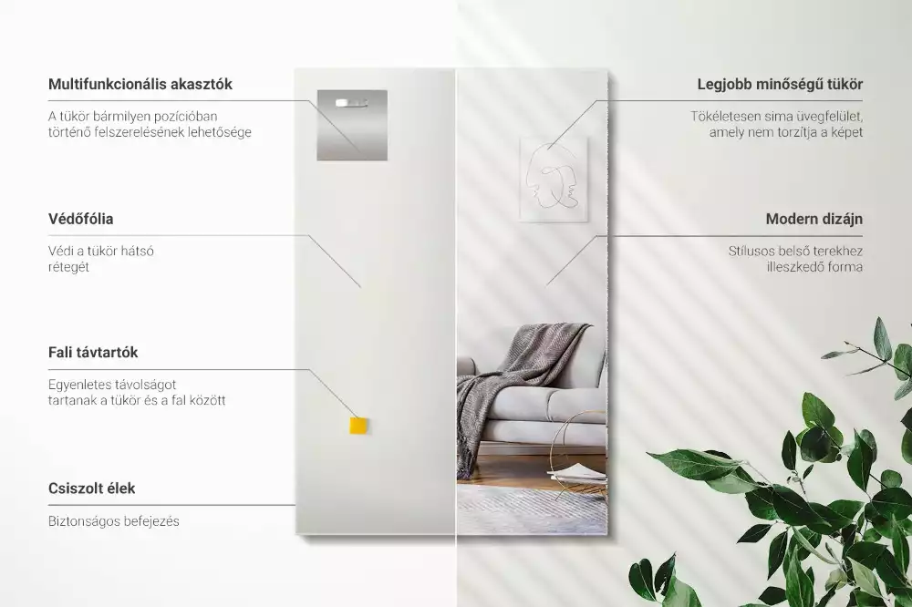 Rechthoekige spiegel zonder lijst frameloze moderne