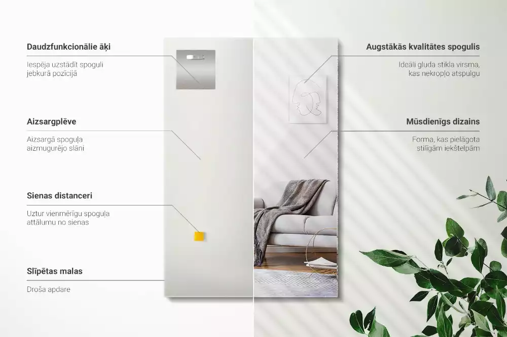 Rechthoekige spiegel zonder lijst frameloze moderne