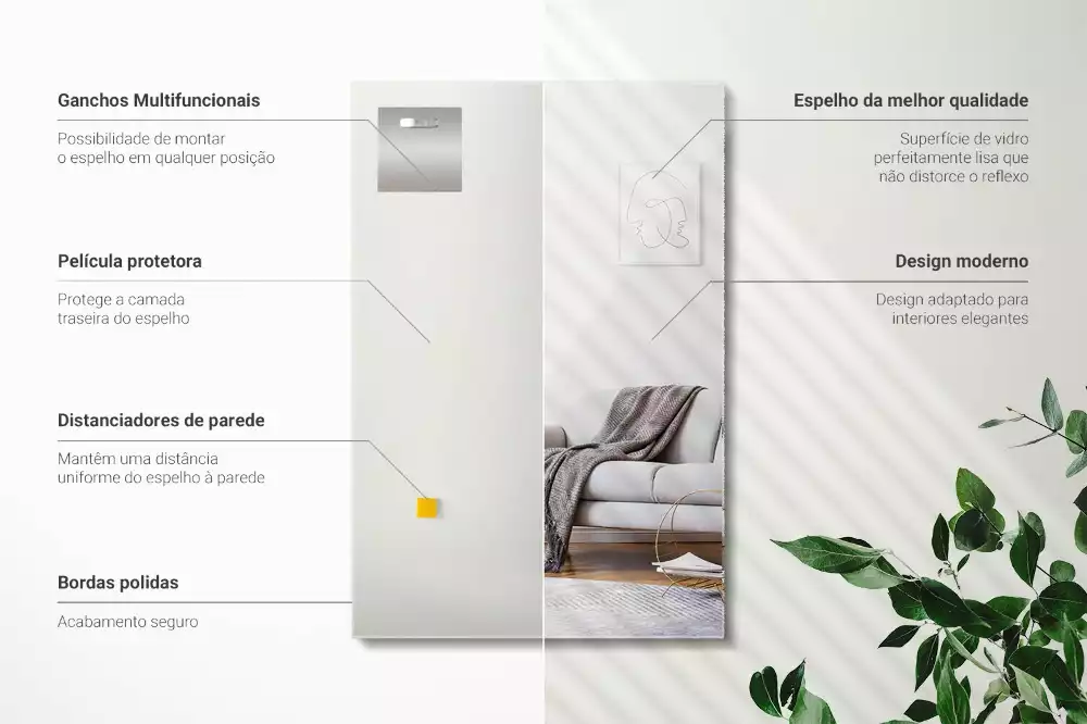 Rechthoekige spiegel zonder lijst frameloze moderne