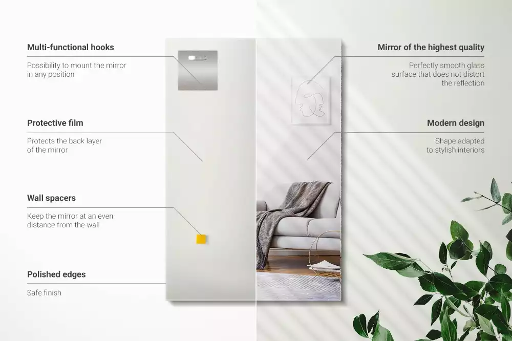 Rechthoekige spiegel zonder lijst frameloze moderne