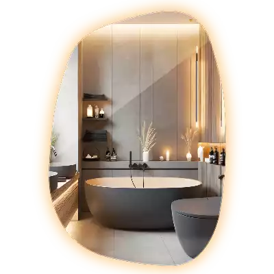 Spiegel organisch met licht zonder lijst