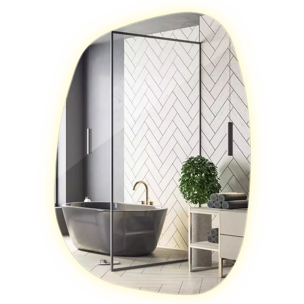 Spiegel organisch met licht zonder lijst