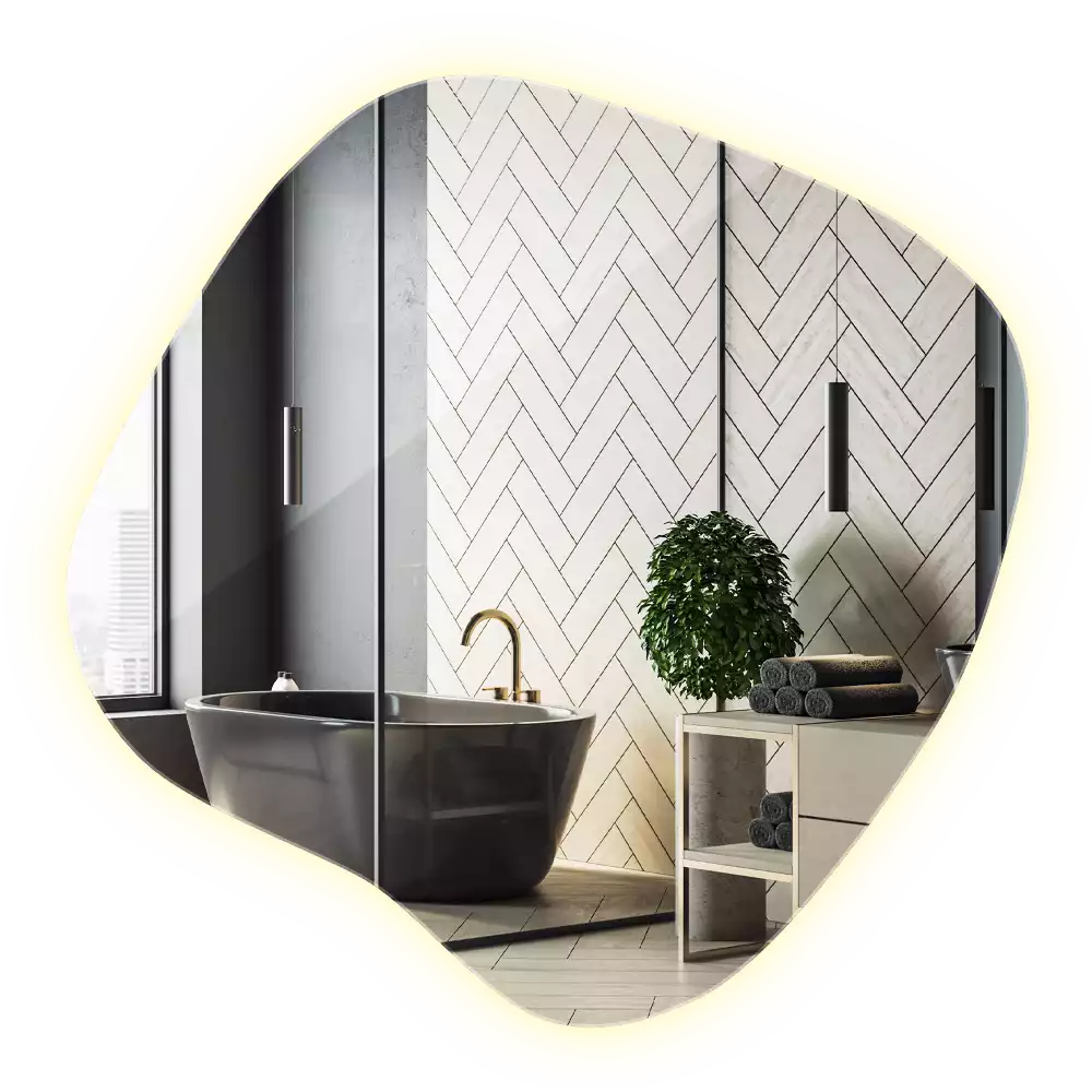 Spiegel spetter met LED-verlichting uniek