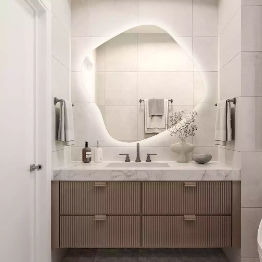 Spiegel spetter met LED-verlichting uniek