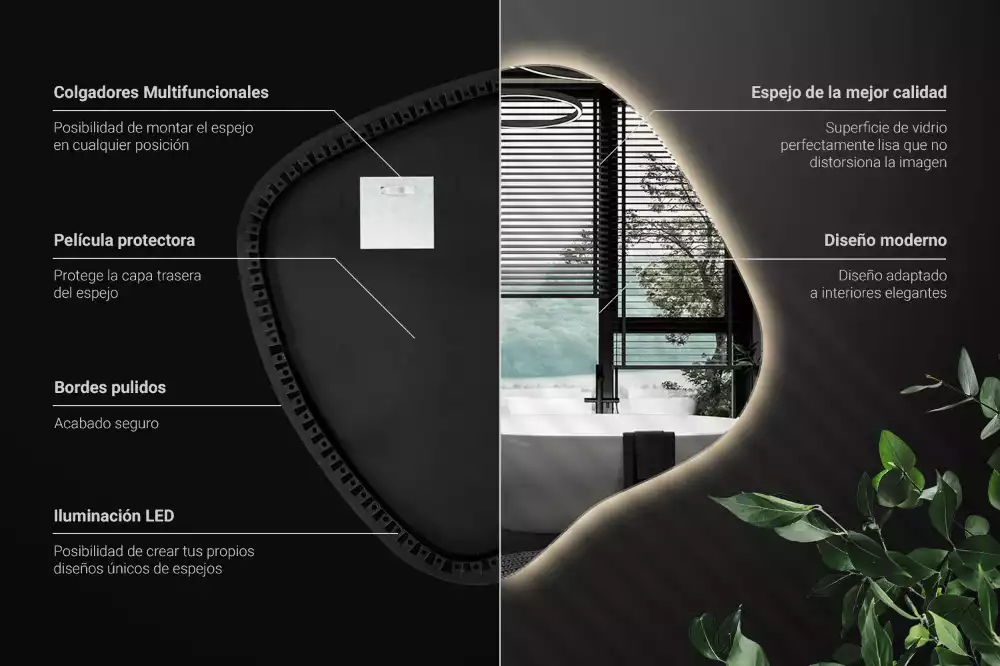 Spiegel spetter met LED-verlichting uniek