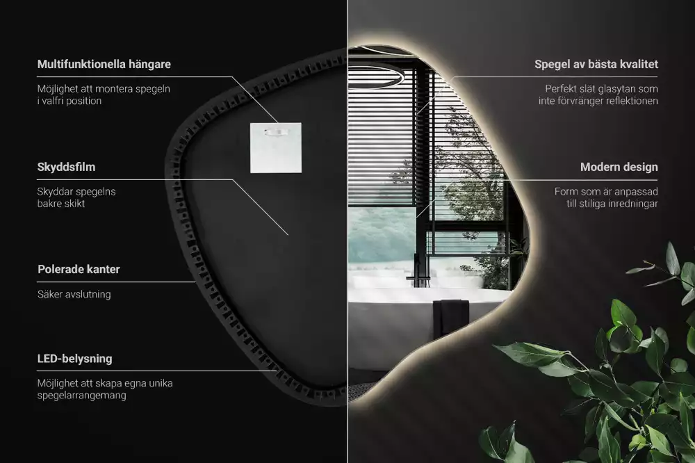 Spiegel spetter met LED-verlichting uniek