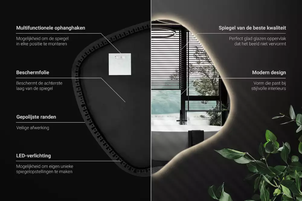 Spiegel spetter met LED-verlichting uniek