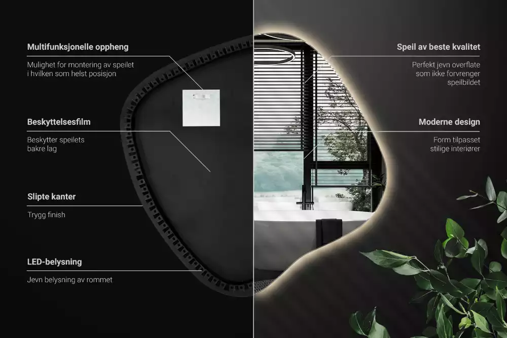 Spiegel spetter met LED-verlichting uniek