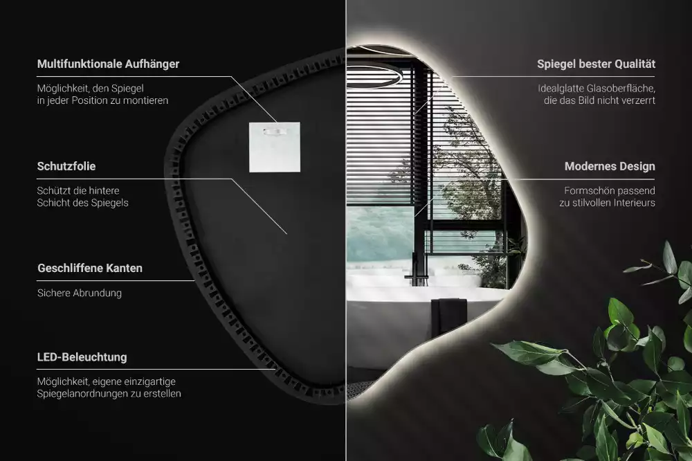 Spiegel spetter met LED-verlichting uniek