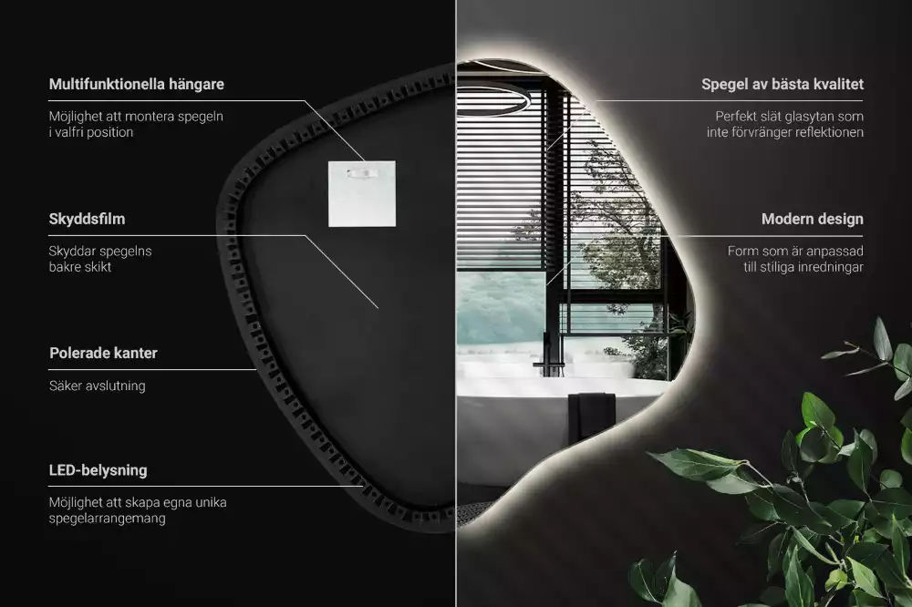 Spiegel spetter met LED-verlichting uniek