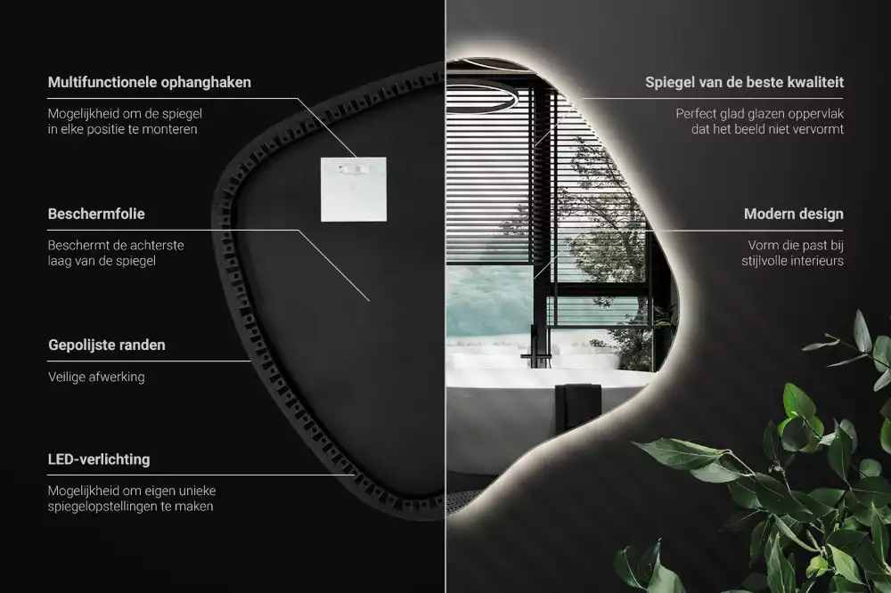 Spiegel spetter met LED-verlichting uniek