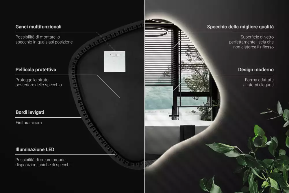 Spiegel spetter met LED-verlichting uniek