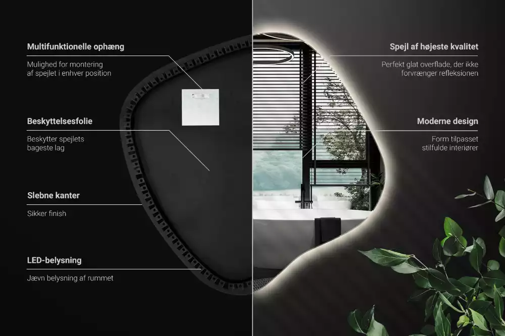 Spiegel spetter met LED-verlichting uniek