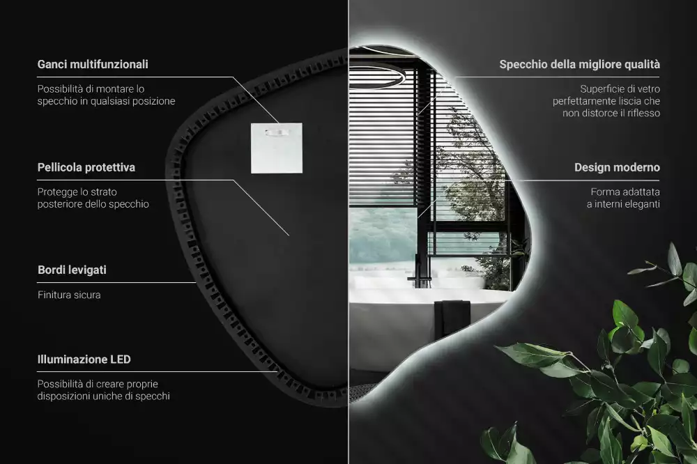 Spiegel spetter met LED-verlichting uniek