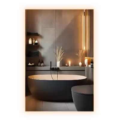 Rechthoekige spiegel met verlichting met LED-achtergrondverlichting