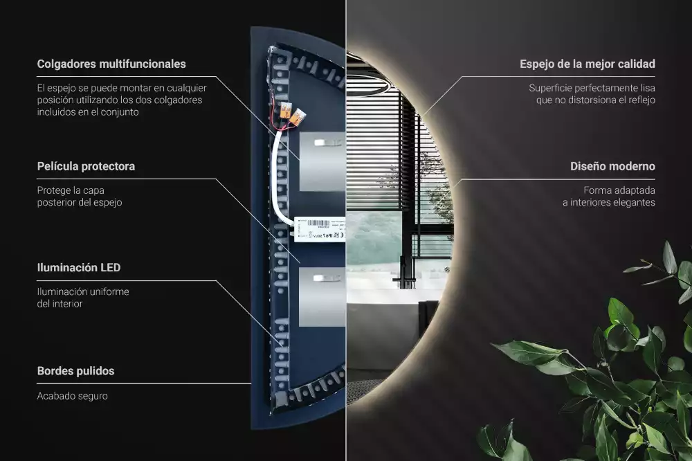 Halfronde spiegel met verlichting stijlvolle accessoire