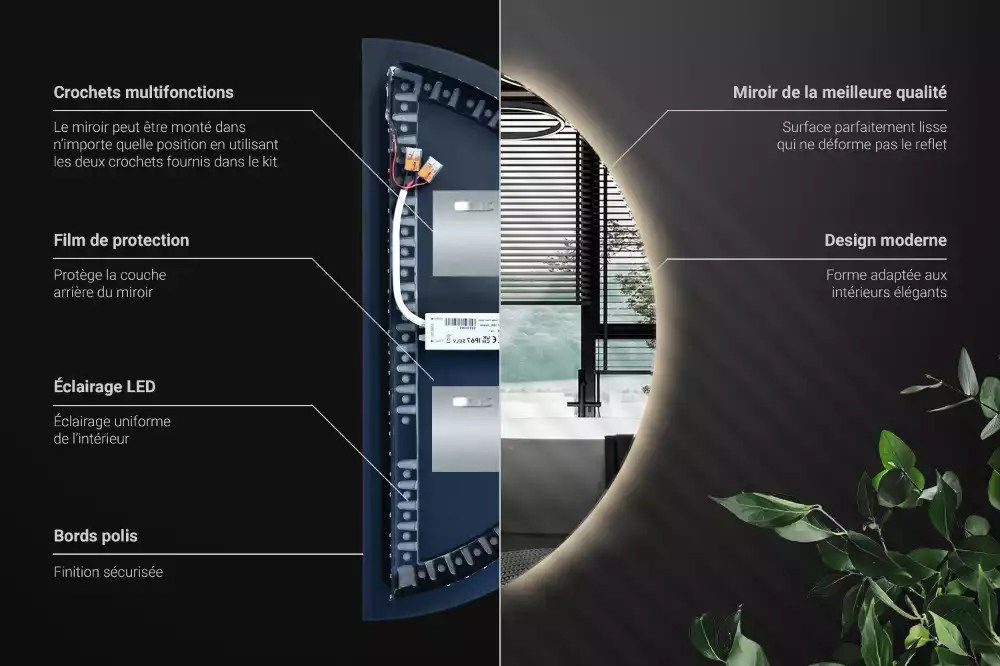 Halfronde spiegel met verlichting stijlvolle accessoire