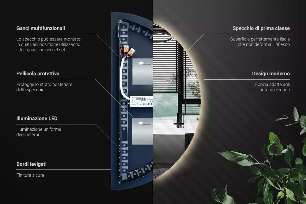 Halfronde spiegel met verlichting stijlvolle accessoire