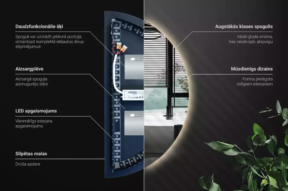 Halfronde spiegel met verlichting stijlvolle accessoire