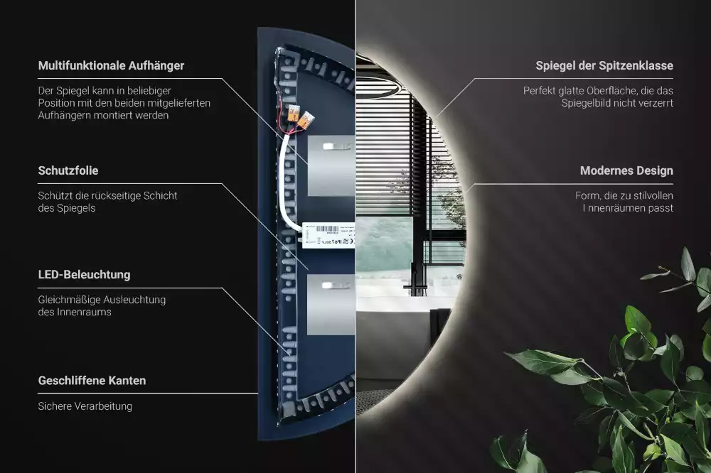 Halfronde spiegel met verlichting stijlvolle accessoire