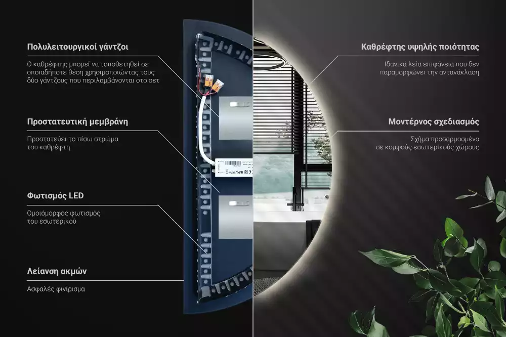 Halfronde spiegel met verlichting stijlvolle accessoire