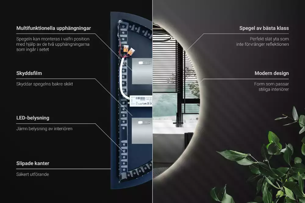 Halfronde spiegel met verlichting stijlvolle accessoire