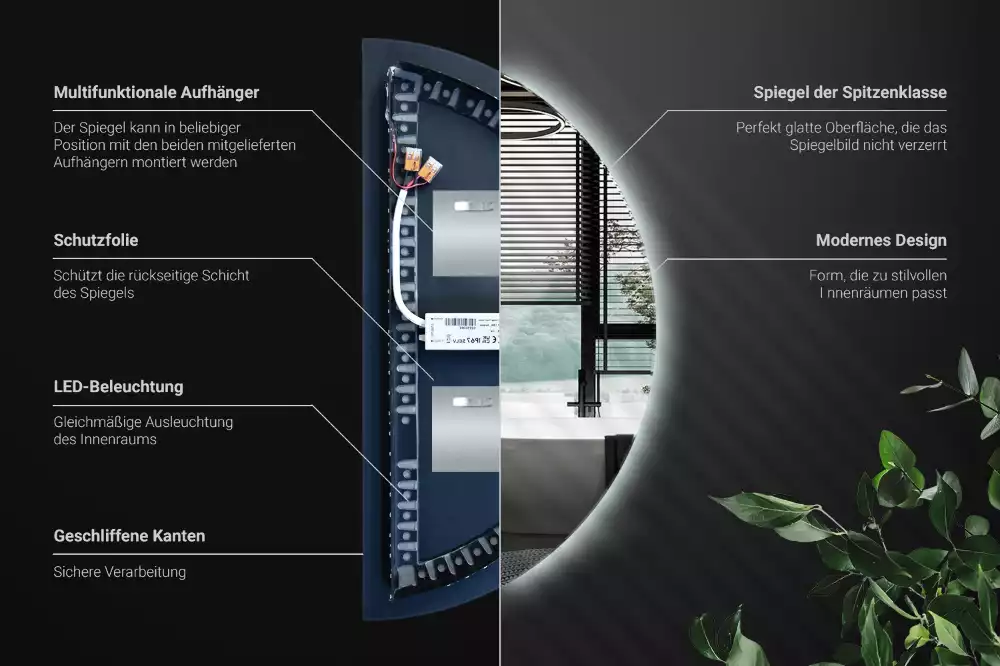 Halfronde spiegel met verlichting stijlvolle accessoire