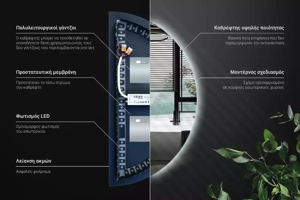 Halfronde spiegel met verlichting stijlvolle accessoire