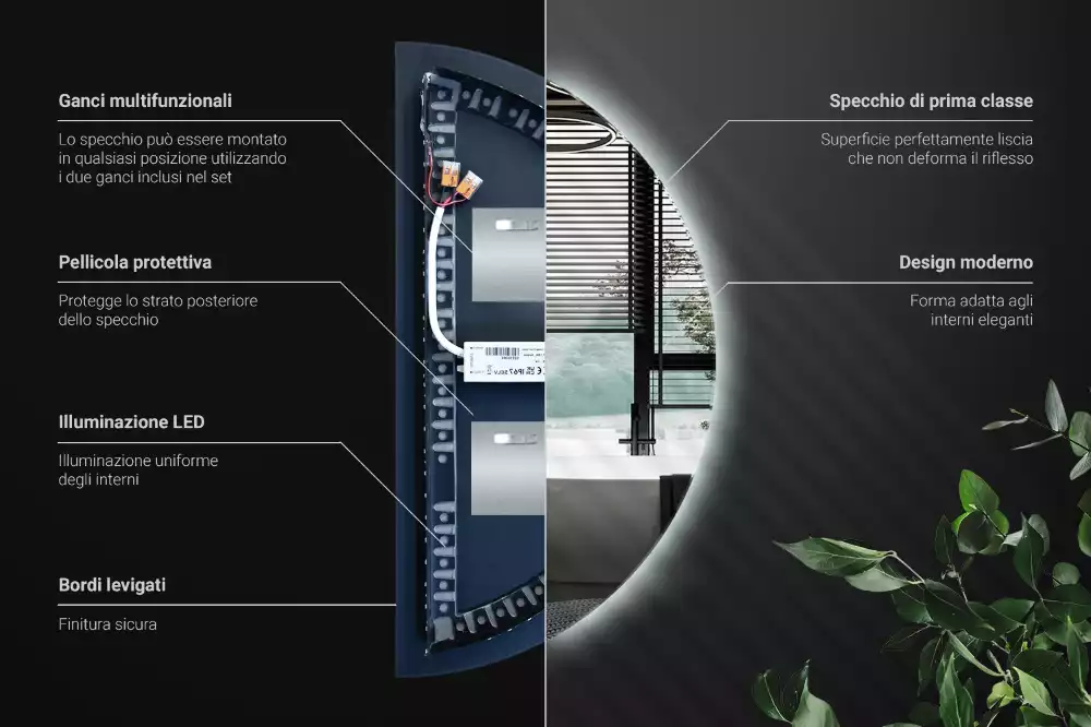 Halfronde spiegel met verlichting stijlvolle accessoire