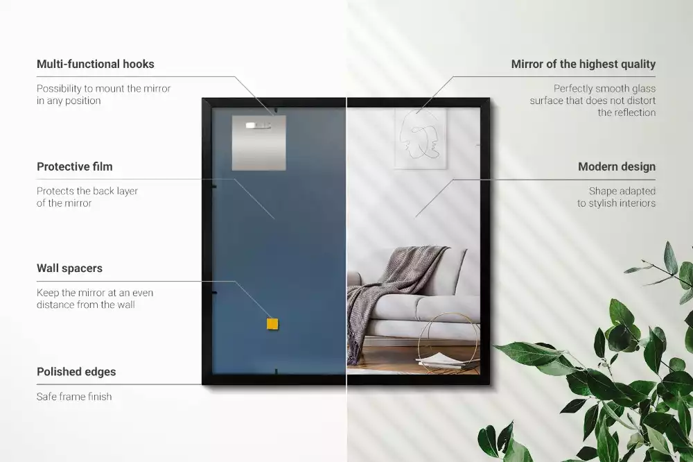 Zwarte spiegel rechthoek decoratief