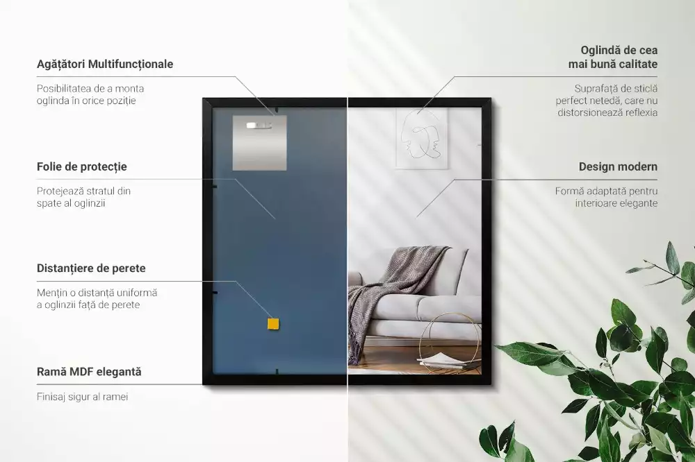 Zwarte spiegel rechthoek decoratief