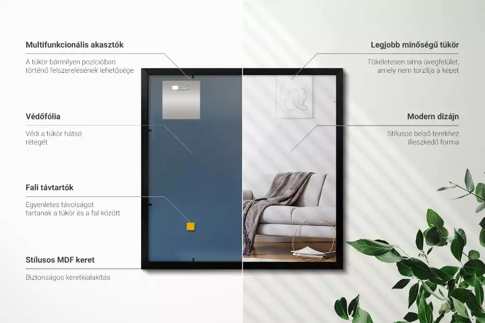 Zwarte spiegel rechthoek decoratief