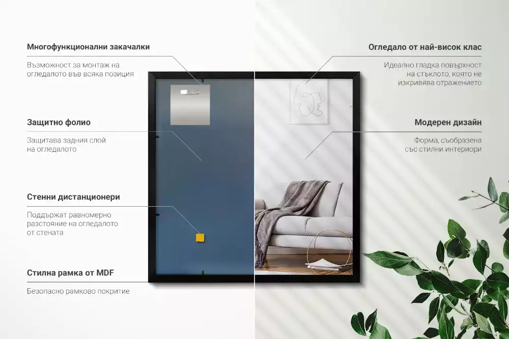 Zwarte spiegel rechthoek decoratief