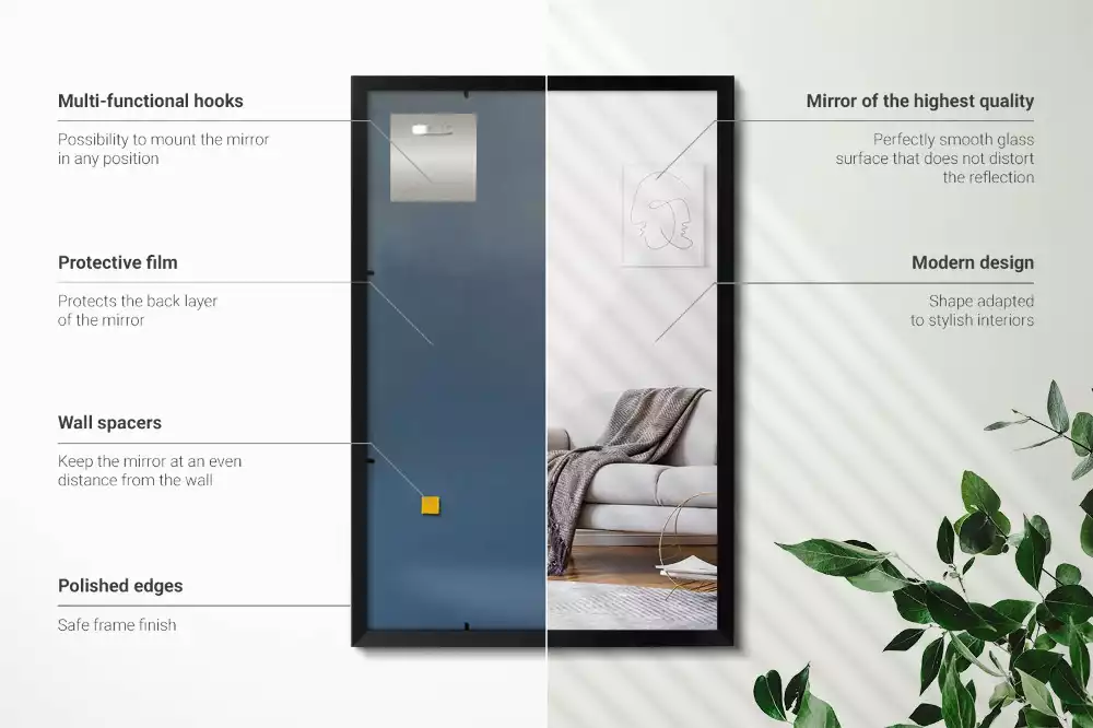 Zwarte spiegel rechthoek decoratief