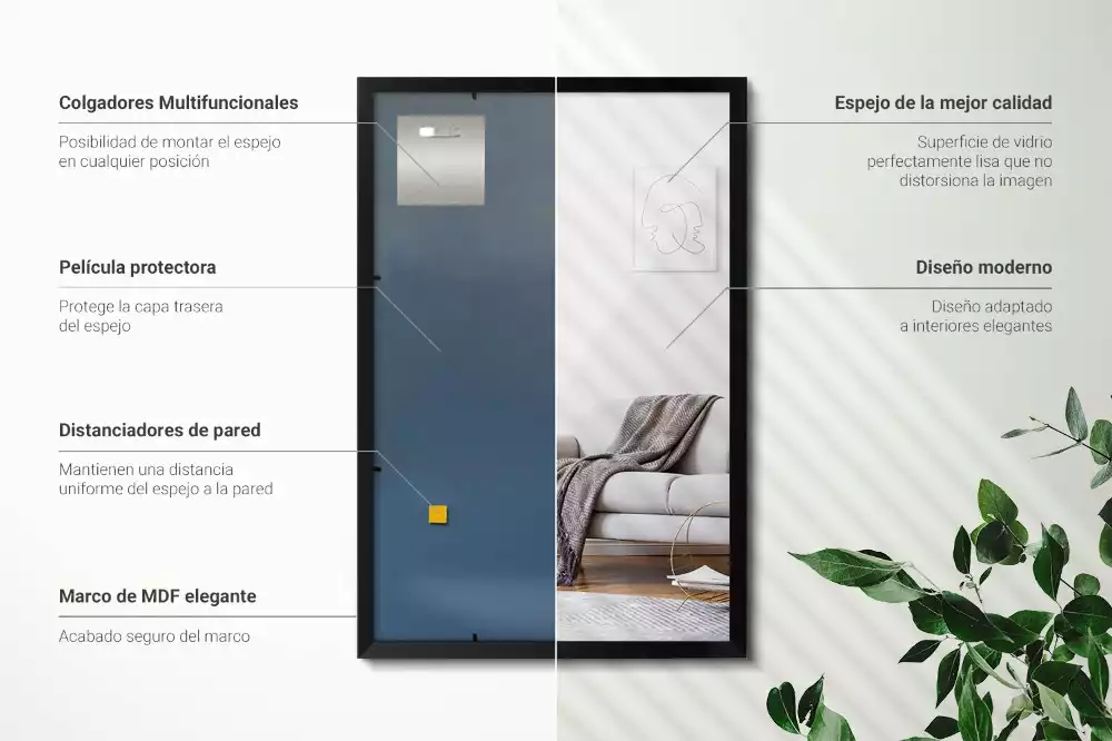 Zwarte spiegel rechthoek decoratief