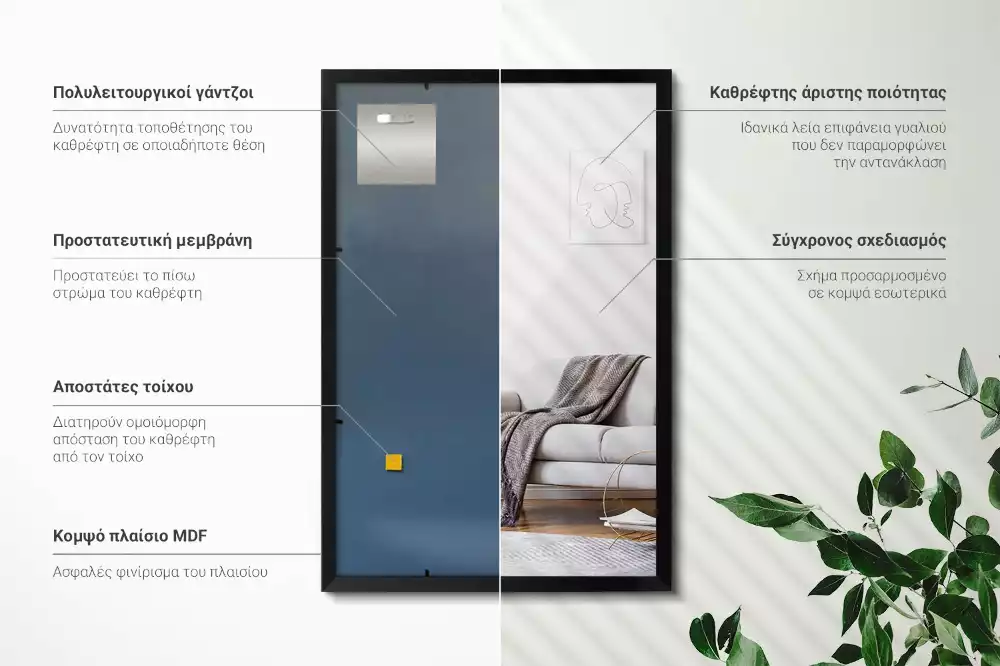 Zwarte spiegel rechthoek decoratief