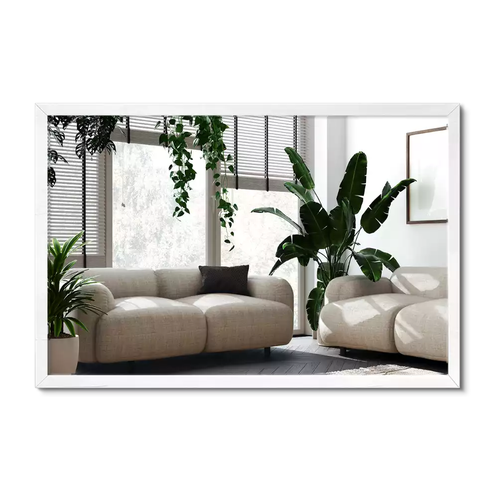 Rechthoekige spiegel wit decoratief met witte lijst