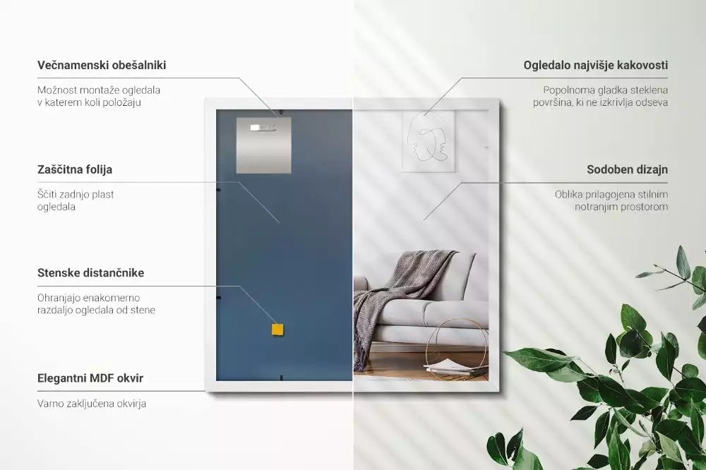 Rechthoekige spiegel wit decoratief met witte lijst