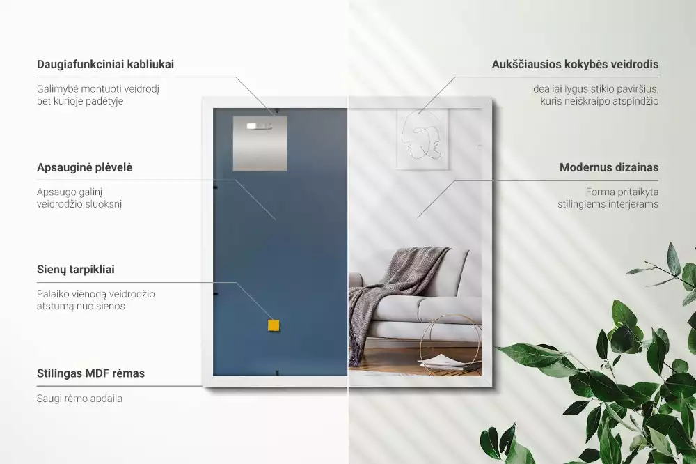 Rechthoekige spiegel wit decoratief met witte lijst