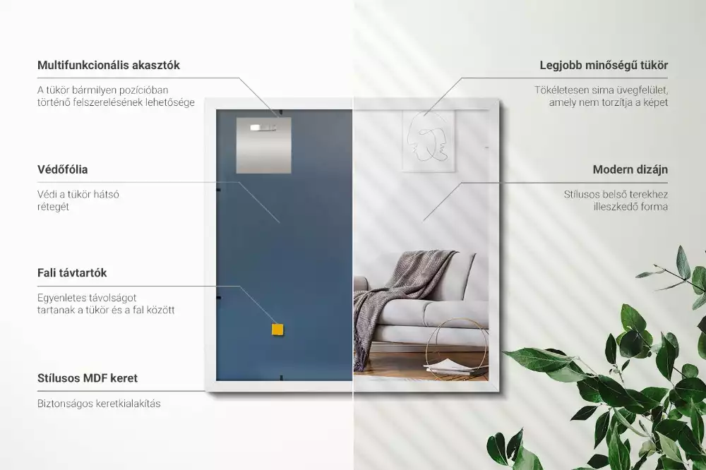 Rechthoekige spiegel wit decoratief met witte lijst