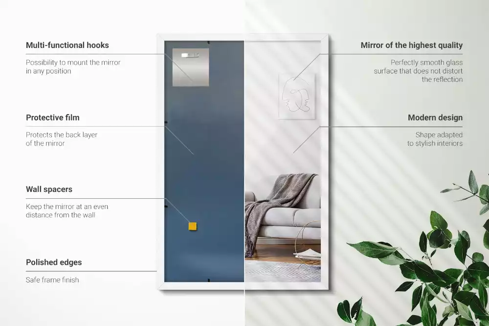 Rechthoekige spiegel wit decoratief met witte lijst