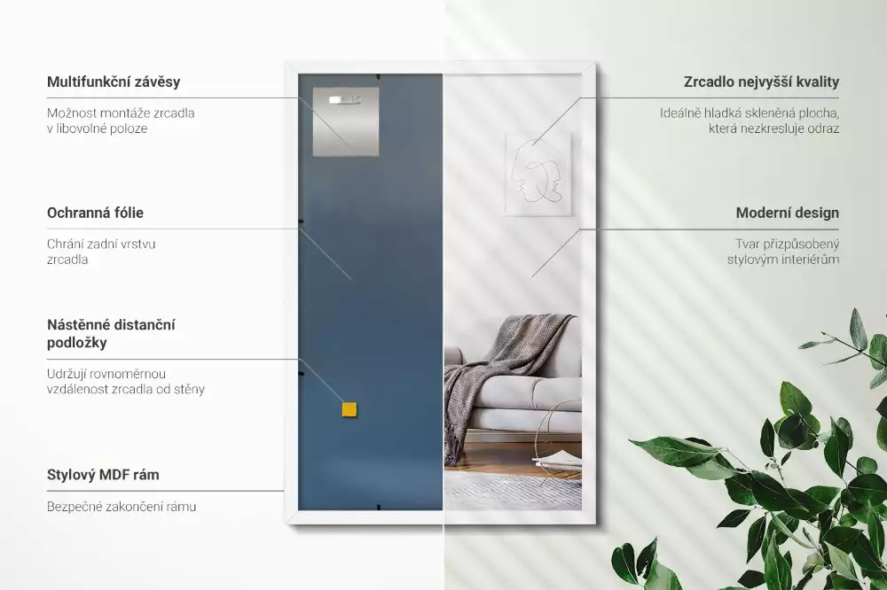 Rechthoekige spiegel wit decoratief met witte lijst