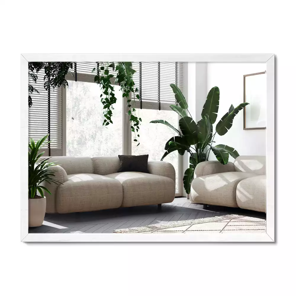 Rechthoekige spiegel wit decoratief met witte lijst