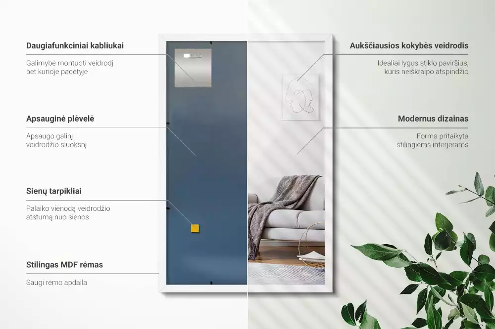 Rechthoekige spiegel wit decoratief met witte lijst