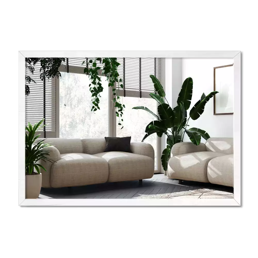 Rechthoekige spiegel wit decoratief met witte lijst