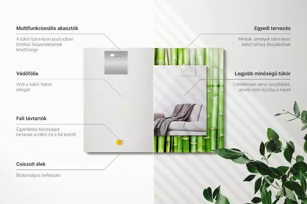 Bedrukte rechthoekige spiegel Groene bamboestengels