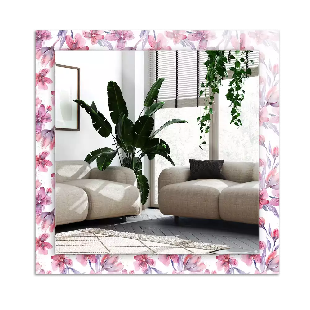 Bedrukte rechthoekige spiegel Bloemen aquarelpatroon